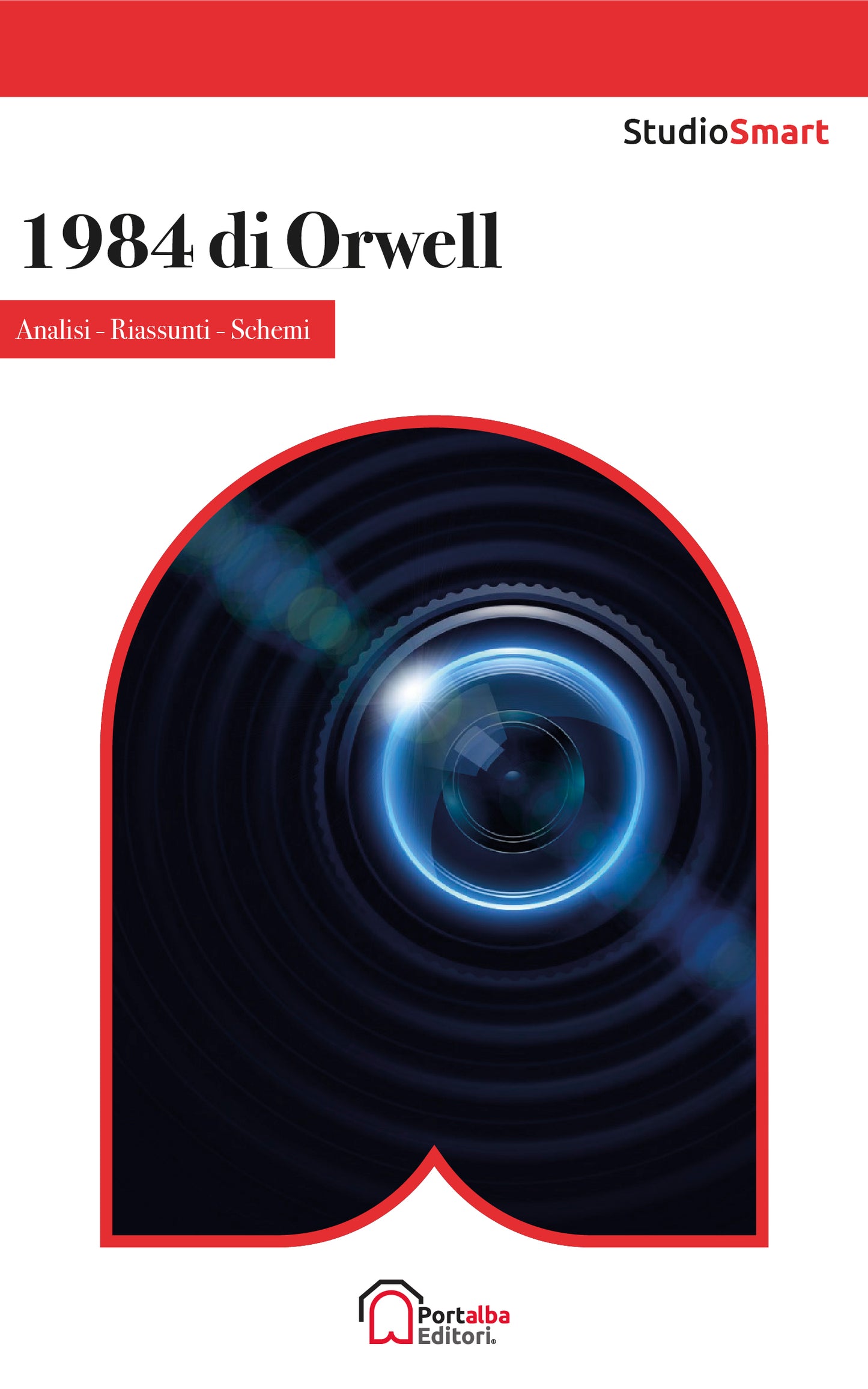 Copertina del libro "1984 di Orwell" con analisi e schemi, edito da Portalba.