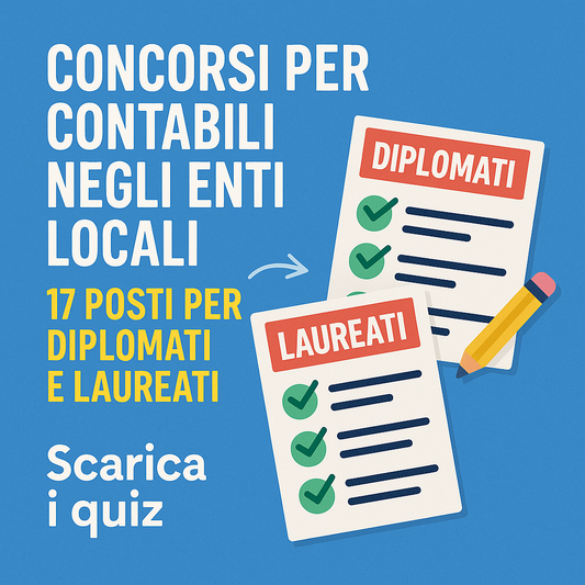 Due nuovi concorsi per contabili negli enti locali: 17 posti per diplomati e laureati