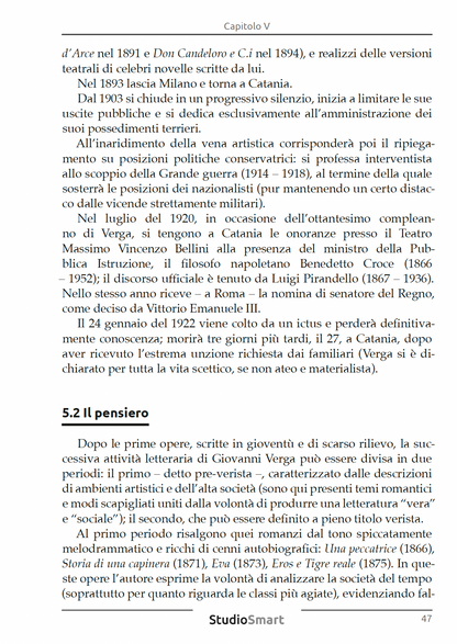 Compendio di Letteratura Italiana - Dall'Unità d'Italia alle avanguardie