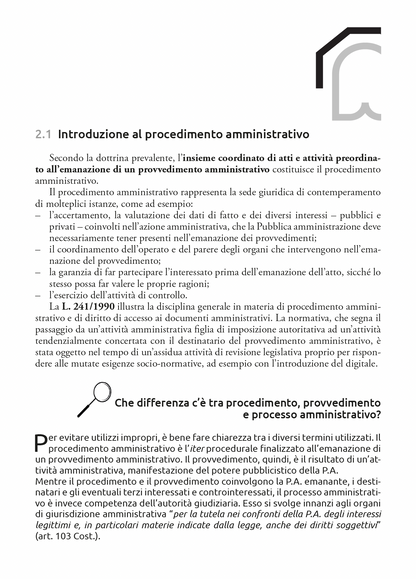 Introduzione al procedimento amministrativo per concorsi pubblici e attività di emanazione di provvedimenti amministrativi.