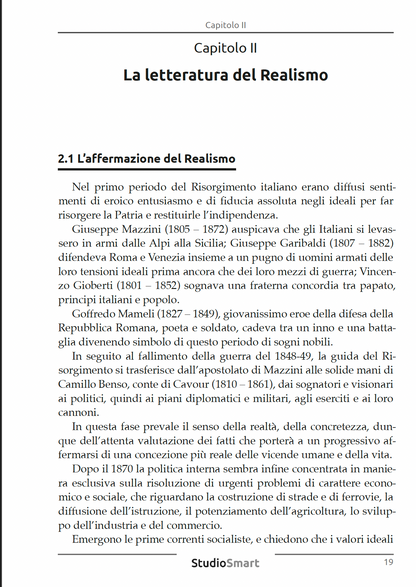 Compendio di Letteratura Italiana - Dall'Unità d'Italia alle avanguardie